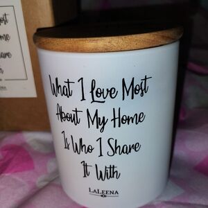 White Decorative Candle Jar with Wood Lid - "What I Love Most" 15 oz Soy 🪻